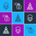 Set line Cook, Museum building and Perfume icon. Vector