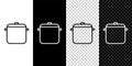 Set line Cooking pot icon isolated on black and white background. Boil or stew food symbol. Vector Illustration Royalty Free Stock Photo