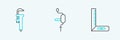 Set line Corner ruler, Calliper caliper and scale and Hand drill icon. Vector