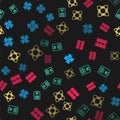 Set line CPU mining farm, Cryptocurrency wallet, Blockchain technology and Mining on seamless pattern. Vector Royalty Free Stock Photo