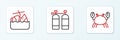 Set line Crab, Sinking cruise ship and Aqualung icon. Vector Royalty Free Stock Photo