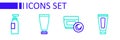 Set line Cream or lotion cosmetic tube, and Bottle of shampoo icon. Vector