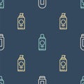 Set line Cream or lotion cosmetic tube, Spray can for hairspray and Bottle of shampoo on seamless pattern. Vector