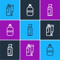 Set line Cream or lotion cosmetic tube, Spray can for hairspray and Perfume icon. Vector