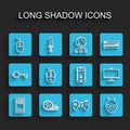Set line Create account screen, Coin for game, Computer mouse, Gamepad, Alien, gaming, monitor and Mobile and playing Royalty Free Stock Photo