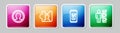 Set line Create account screen, Head hunting, Smartphone and User of man business suit. Colorful square button. Vector