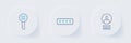 Set line Create account screen, Password protection and Wrong key icon. Vector