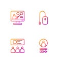 Set line Create account screen, Training, presentation, Online education and Computer mouse. Gradient color icons