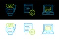 Set line Creating robot, Robot low battery charge and Computer api interface icon. Vector Royalty Free Stock Photo
