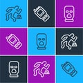 Set line Crime scene, Balaclava and Walkie talkie icon. Vector Royalty Free Stock Photo