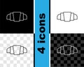 Set line Croissant icon isolated on black and white, transparent background. Vector Royalty Free Stock Photo