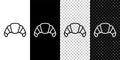 Set line Croissant icon isolated on black and white,transparent background. Vector Royalty Free Stock Photo