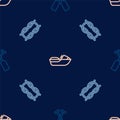 Set line Crossed oars or paddles boat, Nautical rope knots and Jet ski on seamless pattern. Vector