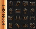 Set line Crossed ruler and pencil, Bezier curve, Front end development, Web, UI or UX design, Computer mouse and icon Royalty Free Stock Photo