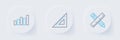 Set line Crossed ruler and pencil, Triangular and Graph, schedule, chart, diagram icon. Vector