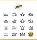 Set of line crown icons