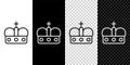 Set line Crown of spain icon isolated on black and white background. Vector