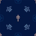 Set line Crusade, Fleur lys or lily flower and Medieval axe on seamless pattern. Vector Royalty Free Stock Photo