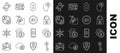 Set line Cryptocurrency Bitcoin key, Lock with bitcoin, cloud mining, exchange, and Dash icon. Vector