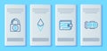 Set line Cryptocurrency coin Ethereum ETH, wallet, Lock with bitcoin and Mining farm icon. Vector