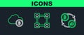 Set line Cryptocurrency exchange, cloud mining and Blockchain technology icon. Vector