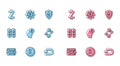Set line Cryptocurrency wallet, coin Zcash ZEC, Dash, Bitcoin think, key, Blockchain technology and icon. Vector