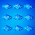 Set line Cryptocurrency wallet, Cyber security, NFT contract, shield, Digital crypto art, Binary code and icon. Vector