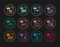 Set line CSS file document, GIF, MP3, HTML, PHP, WMA, and TXT icon. Vector Royalty Free Stock Photo