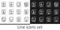 Set line CSS file document, MP3, WMA, WAV, RUBY, GIF and OBJ icon. Vector Royalty Free Stock Photo