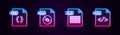 Set line CSS file document, WMA, XLS and HTML. Glowing neon icon. Vector Royalty Free Stock Photo