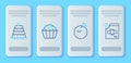 Set line Cupcake, Apple, Cake and Candy packaging for sweets icon. Vector