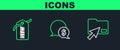 Set line Cursor click document folder, Price tag with New and Speech bubble dollar icon. Vector Royalty Free Stock Photo