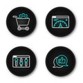 Set line Customer product rating, Browser setting, Website statistic and Shopping cart icon. Vector