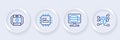 Set line Cyber security, Cloud database, Processor CPU and First aid kit icon. Vector Royalty Free Stock Photo
