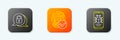 Set line Cyber security, Fingerprint and System bug on mobile icon. Vector