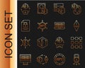 Set line Cyber security, NFT blockchain technology, Ethereum ETH, Document and, Digital crypto art and Binary code icon