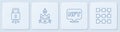 Set line Cyber security, NFT Digital crypto art, and blockchain technology. White square button. Vector
