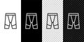 Set line Cycling shorts icon isolated on black and white background. Vector