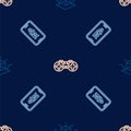 Set line 3d modeling, Augmented reality AR and Gamepad on seamless pattern. Vector
