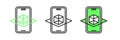 Set line 3d modeling icon isolated on white background. Augmented reality or virtual reality. Vector