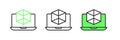 Set line 3d modeling icon isolated on white background. Augmented reality or virtual reality. Vector