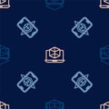Set line 3d modeling, and on seamless pattern. Vector