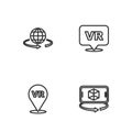 Set line 3d modeling, Virtual reality, and icon. Vector