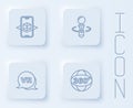 Set line 3d modeling, VR controller game, Virtual reality and 360 degree view. White square button. Vector Royalty Free Stock Photo