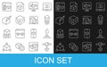 Set line 3D printer cube, model, software, Isometric, 3d pen tool, and icon. Vector