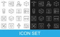 Set line 3D printer, perfect copy, Graphic designer, Isometric cube, tooth and icon. Vector