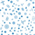 Set line 3D printer setting, tooth and Isometric cube on seamless pattern. Vector Royalty Free Stock Photo