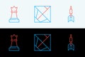 Set line Dart arrow, Chess and Rubik cube icon. Vector