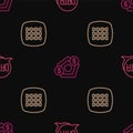 Set line Data analysis, Binary code and Financial growth on seamless pattern. Vector Royalty Free Stock Photo