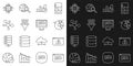Set line Data analysis, Browser with exclamation mark, Pie chart infographic, Financial growth, Binary code, Mind map Royalty Free Stock Photo